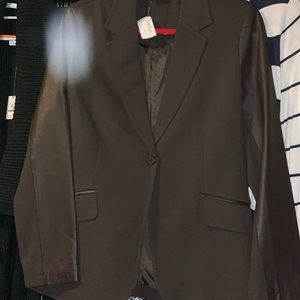 Blazer:  lined, pointe with genuine leather trim.